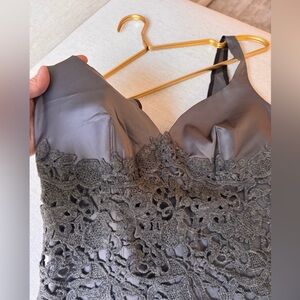 Elegant Gray Lace Women's Dress